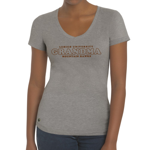  Fall Rush Ladies Athletic Grey V Neck Tee - Mountain Hawks Grandma