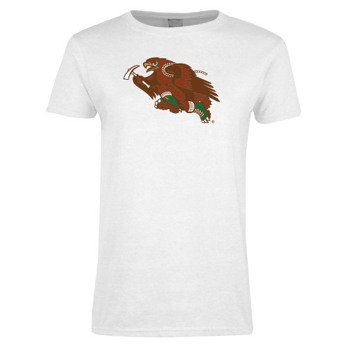  Womens White Short Sleeve Tee - Running Hawk