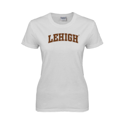  Womens White Short Sleeve Tee - Arched Lehigh