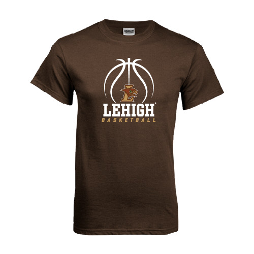  Brown T Shirt - Lehigh Basketball Stacked w/Ball