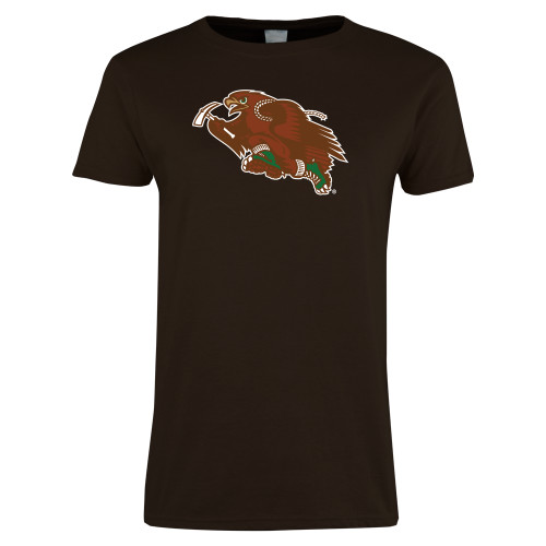  Womens Short Sleeve Brown Tee - Running Hawk