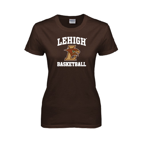  Womens Short Sleeve Brown Tee - Basketball