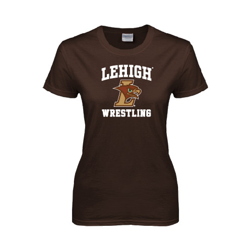  Womens Short Sleeve Brown Tee - Wrestling