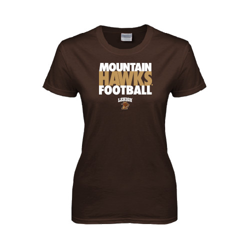  Womens Short Sleeve Brown Tee - Mountain Hawks Football