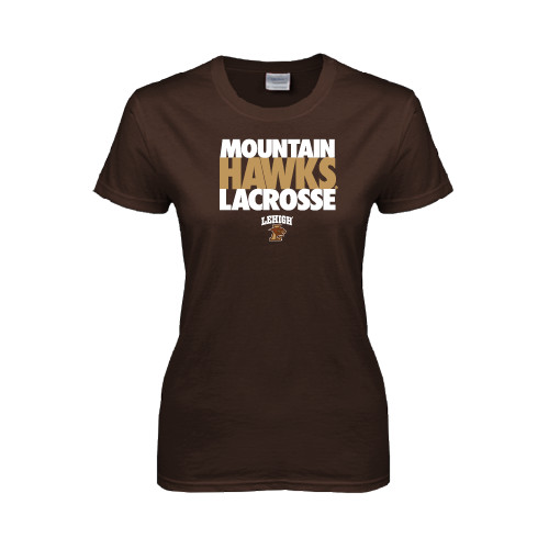  Womens Short Sleeve Brown Tee - Mountain Hawks Lacrosse