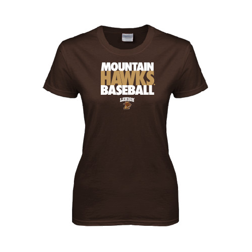  Womens Short Sleeve Brown Tee - Mountain Hawks Baseball