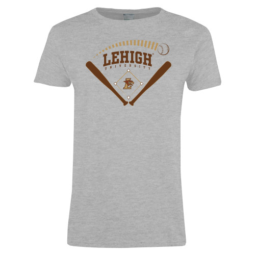  Womens Grey Short Sleeve Tee - Lehigh University Baseball Field