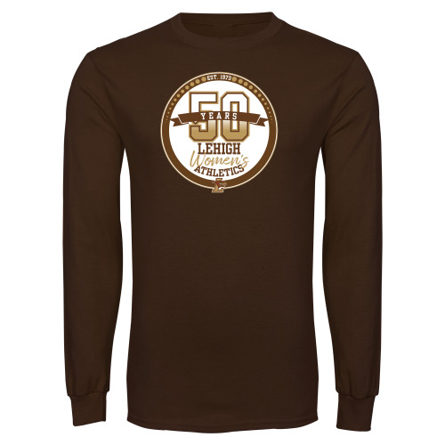  Brown Long Sleeve T Shirt - Lehigh Womens Athletics 50 Years