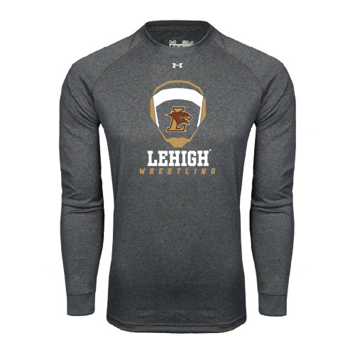  Under Armour Carbon Heather Long Sleeve Tech Tee - Lehigh Wrestling Stacked w/Headgear