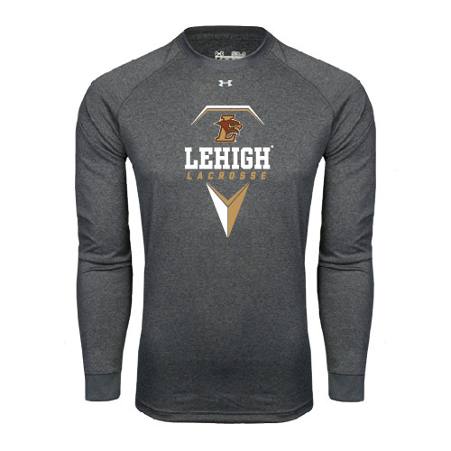  Under Armour Carbon Heather Long Sleeve Tech Tee - Lehigh Lacrosse Stacked w/Stick Head