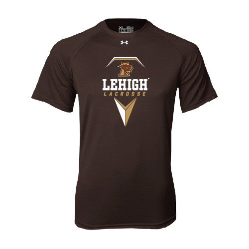  Under Armour Brown Tech Tee - Lehigh Lacrosse Stacked w/Stick Head