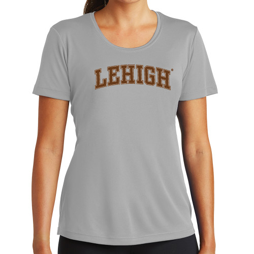  Womens Grey Performance Short Sleeve Tee - Arched Lehigh