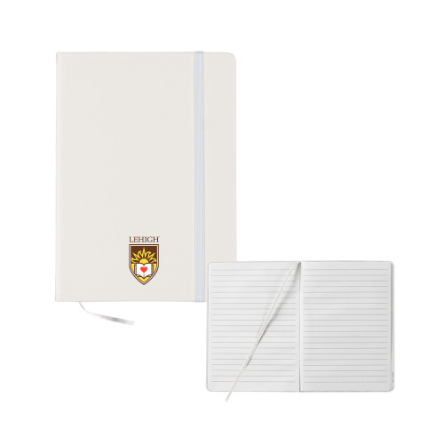  5x7 White Hard Cover Journal - Lehigh University Institutional Badge