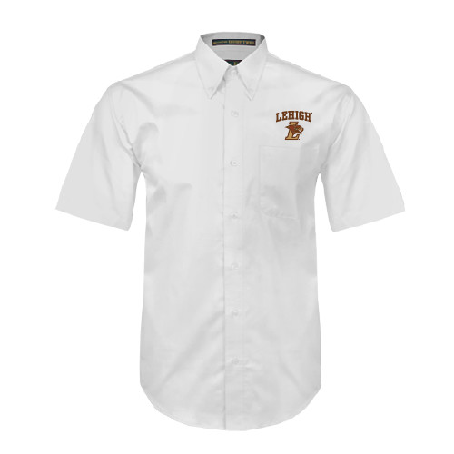  White Twill Button Down Short Sleeve - Official Logo