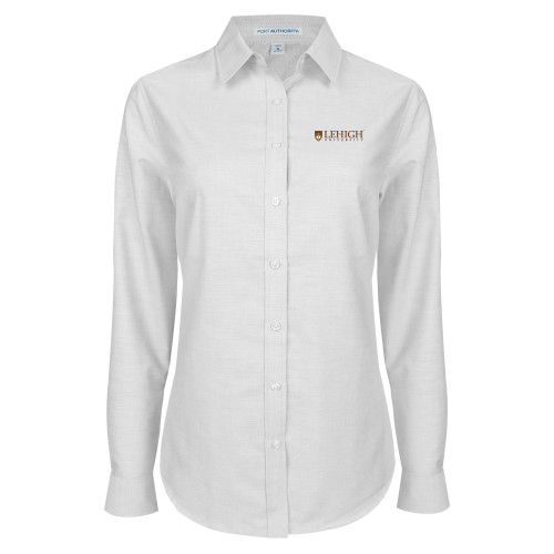  Womens White Oxford Shirt - Lehigh University Institutional Mark