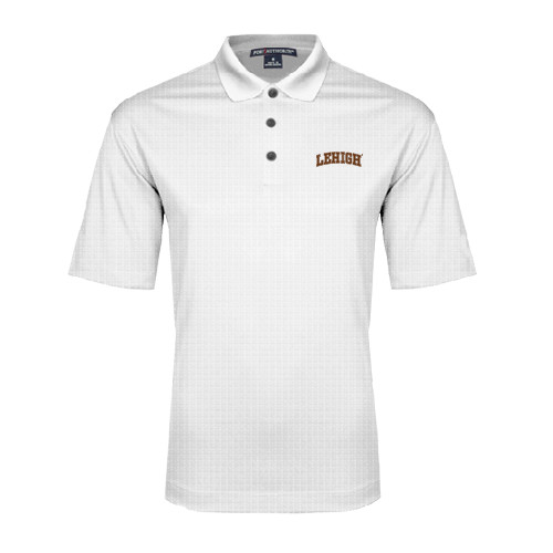  White Performance Fine Jacquard Polo - Arched Lehigh