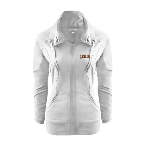  Womens White Sport Wick Stretch Full Zip Jacket - Arched Lehigh