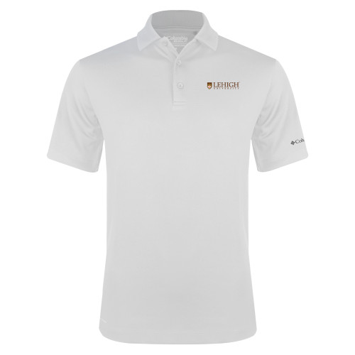  Columbia White Omni Wick Drive Polo - Lehigh University Institutional Mark