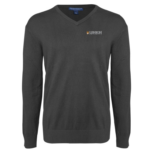  Charcoal Heather VNeck Sweater - Lehigh University Institutional Mark