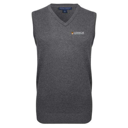  Charcoal VNeck Sweater Vest - Lehigh University Institutional Mark