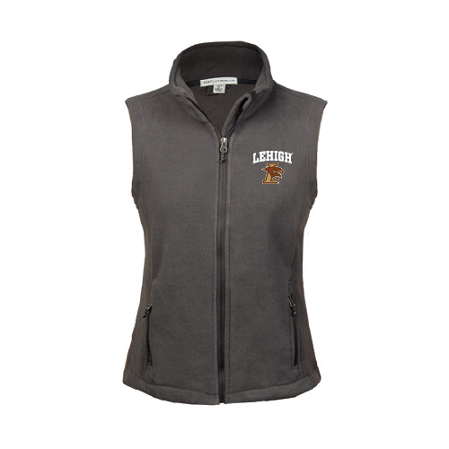  Womens Charcoal Fleece Full Zip Vest - Official Logo