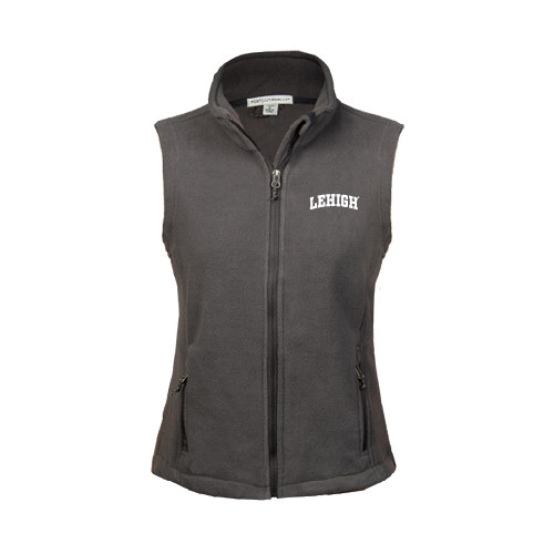  Womens Charcoal Fleece Full Zip Vest - Arched Lehigh