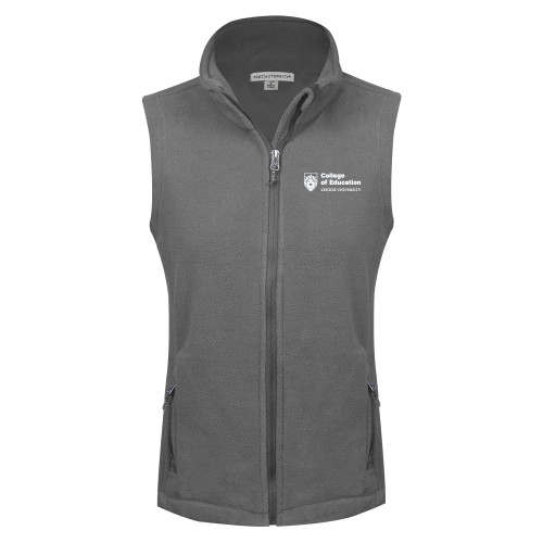  Womens Charcoal Fleece Full Zip Vest - Lehigh University College of Education