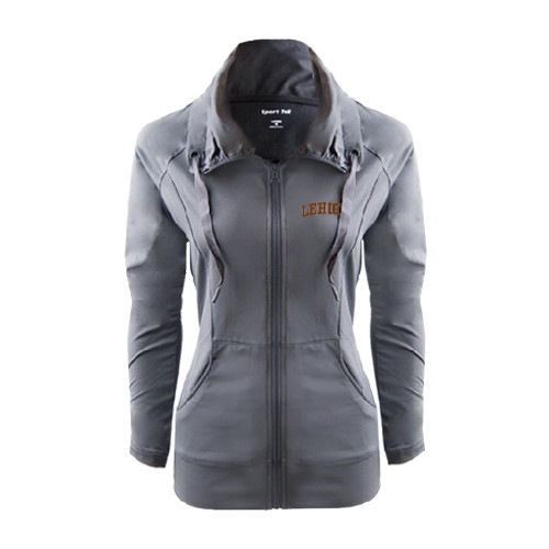  Womens Charcoal Sport Wick Stretch Full Zip Jacket - Arched Lehigh