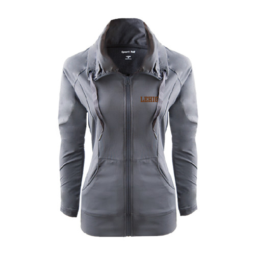  Womens Charcoal Sport Wick Stretch Full Zip Jacket - Flat Lehigh