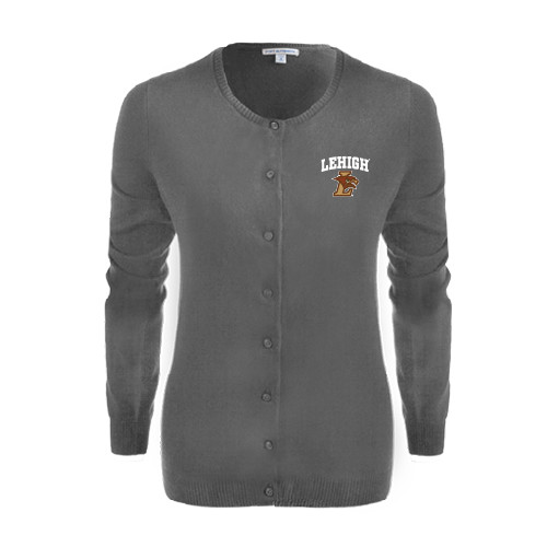  Womens Charcoal Cardigan Sweater  - Official Logo