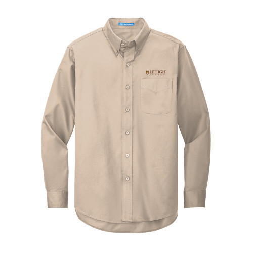  Khaki Twill Button Down Long Sleeve - Lehigh University Institutional Mark