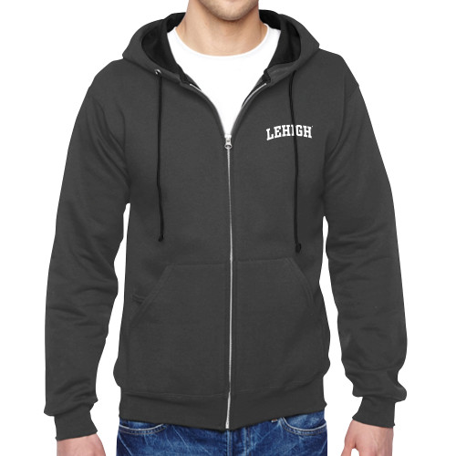  Charcoal Fleece Full Zip Hoodie - Arched Lehigh