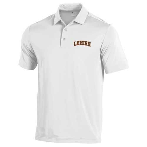  Under Armour White T2 Performance Polo - Arched Lehigh