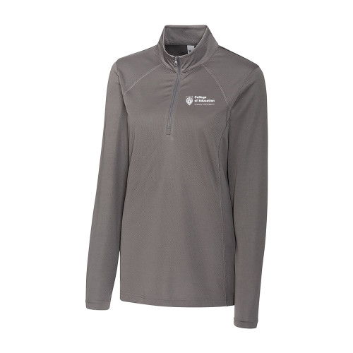  C&B Womens Titan Grey Clique Ice Pique Half Zip - Lehigh University College of Education