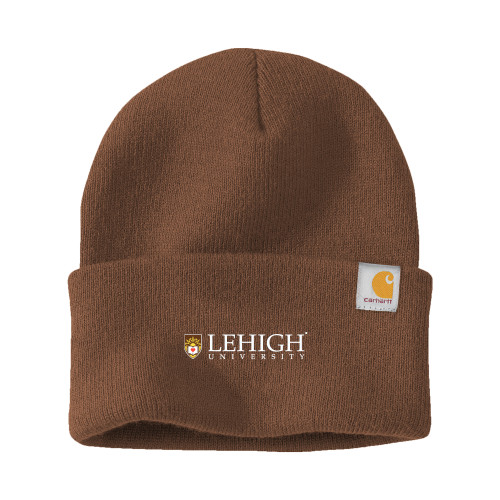  Carhartt Brown Knit Beanie w/Cuff - Lehigh University Institutional Mark