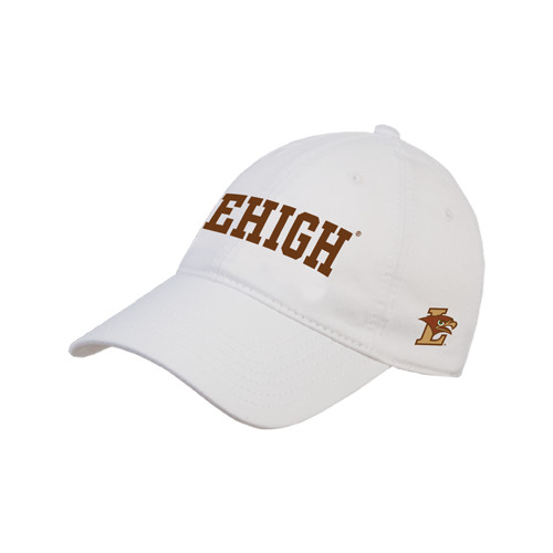  White Unstructured Adjustable Low Profile Hat - Flat Lehigh