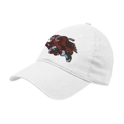  White Unstructured Adjustable Low Profile Hat - Running Hawk