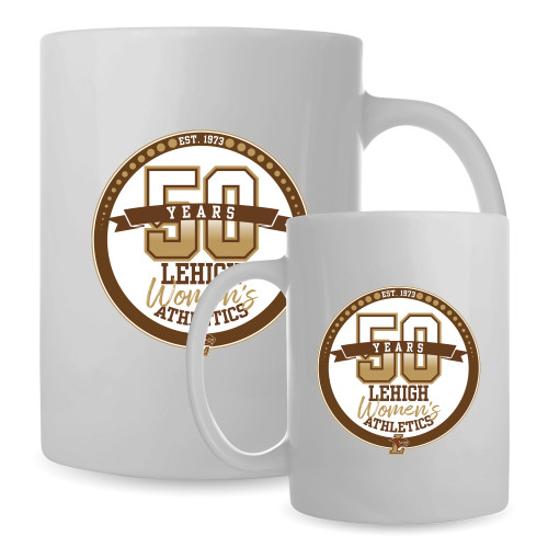  Full Color White Mug 15oz - Lehigh Womens Athletics 50 Years