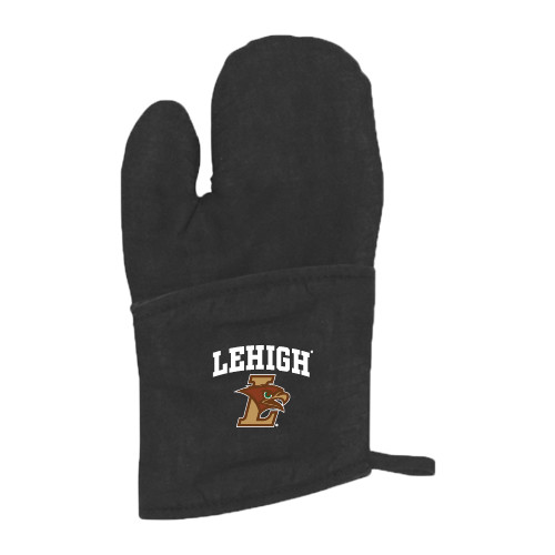  Quilted Canvas Black Oven Mitt - Official Logo