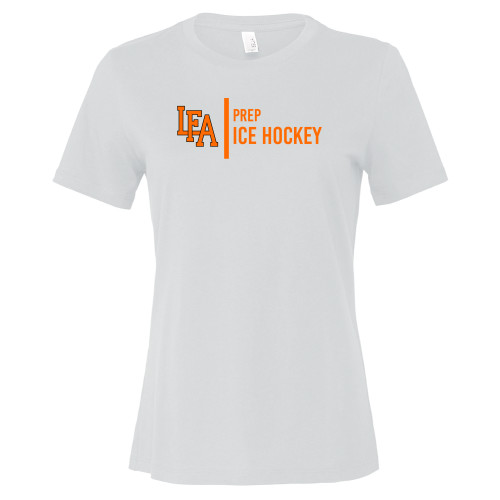  Bella + Canvas Womens White Relaxed Cotton T Shirt - LFA Prep Ice Hockey 