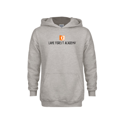  Youth Grey Fleece Hood - LFA Book & Bell Wordmark Vertical