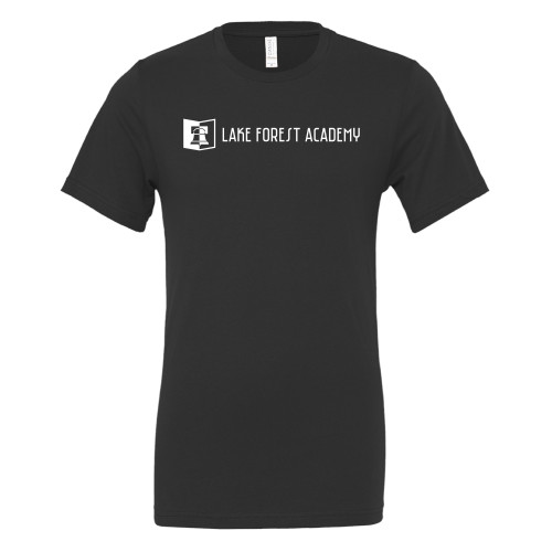  Bella + Canvas Black Jersey Cotton T Shirt - LFA Book & Bell Wordmark Horizontal