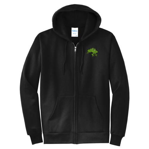  Extended Black Fleece Full Zip Hoodie - Caxy Frog