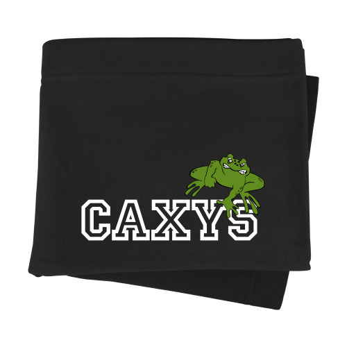  Black Sweatshirt Blanket - Caxys Wordmark with Frog 