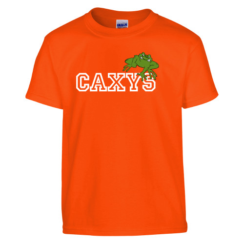  Youth Orange T Shirt - Caxys Wordmark with Frog 