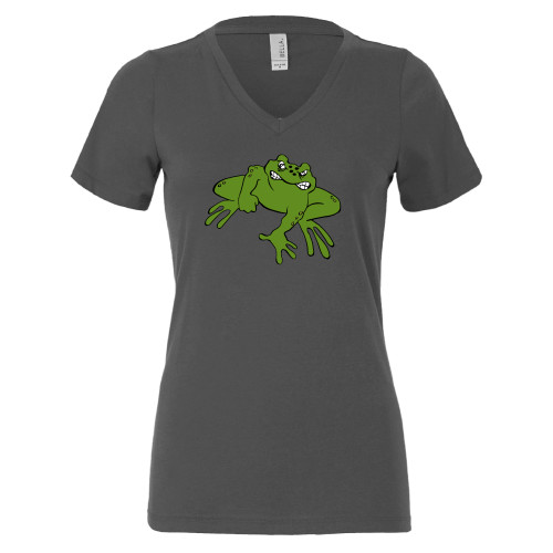  Bella + Canvas Womens Asphalt V Neck Cotton T Shirt - Caxy Frog