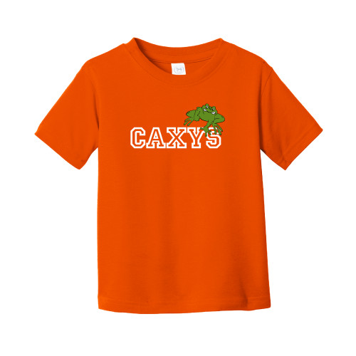  Toddler Orange T Shirt - Caxys Wordmark with Frog 