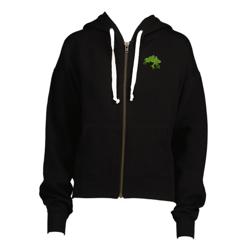  ENZA Womens Black Boxy Full Zip Hood - Caxy Frog