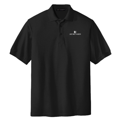  Extended Black Silk Touch Polo - LFA Book & Bell Wordmark Vertical