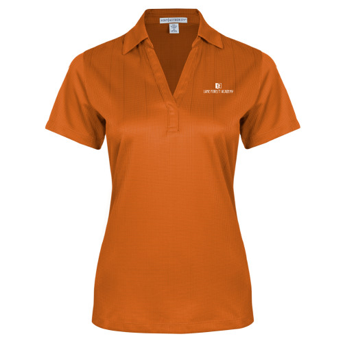  Womens Orange Performance Fine Jacquard Polo - LFA Book & Bell Wordmark Vertical